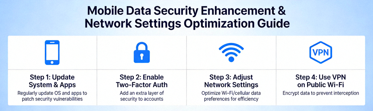 모바일 데이터 보안 강화와 네트워크 설정 최적화 방법을 단계별로 설명하는 가이드 배너 이미지